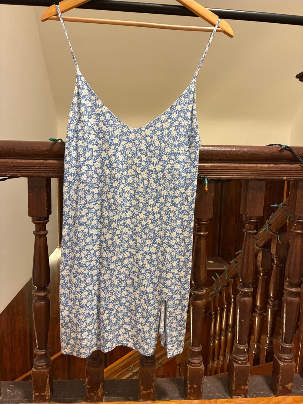 Reformation Blue and White Floral Mini Slip Dress